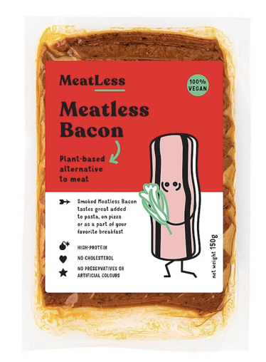 vegan bacon by the meatless brand