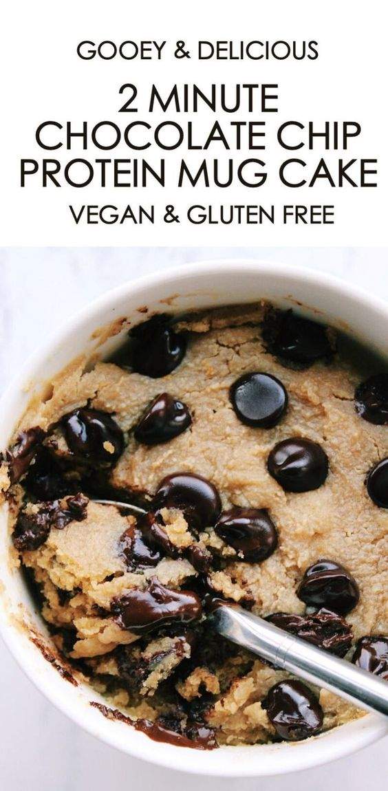 chocolate chip vegan protein cookie mug cake recipe