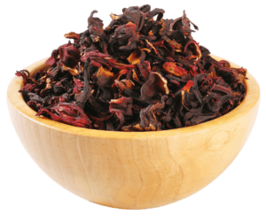 A bowl of dried hibiscus flowers