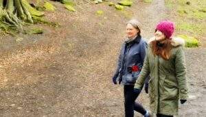 Mother dearest and Alice walking through the woods. They're all wrapped up against the cold and grinning from ear to ear.