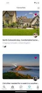 Trusted Housesitters app view your favourites section screenshot