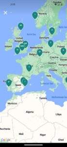 The map feature of the Trusted Housesitters app to see global sits available