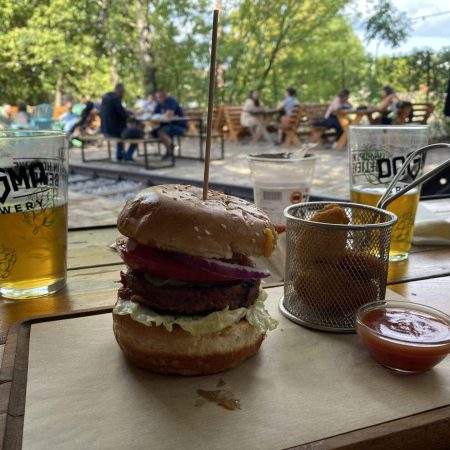 Plant-based Beyond Meat burger at Dogma Brewery in Belgrade